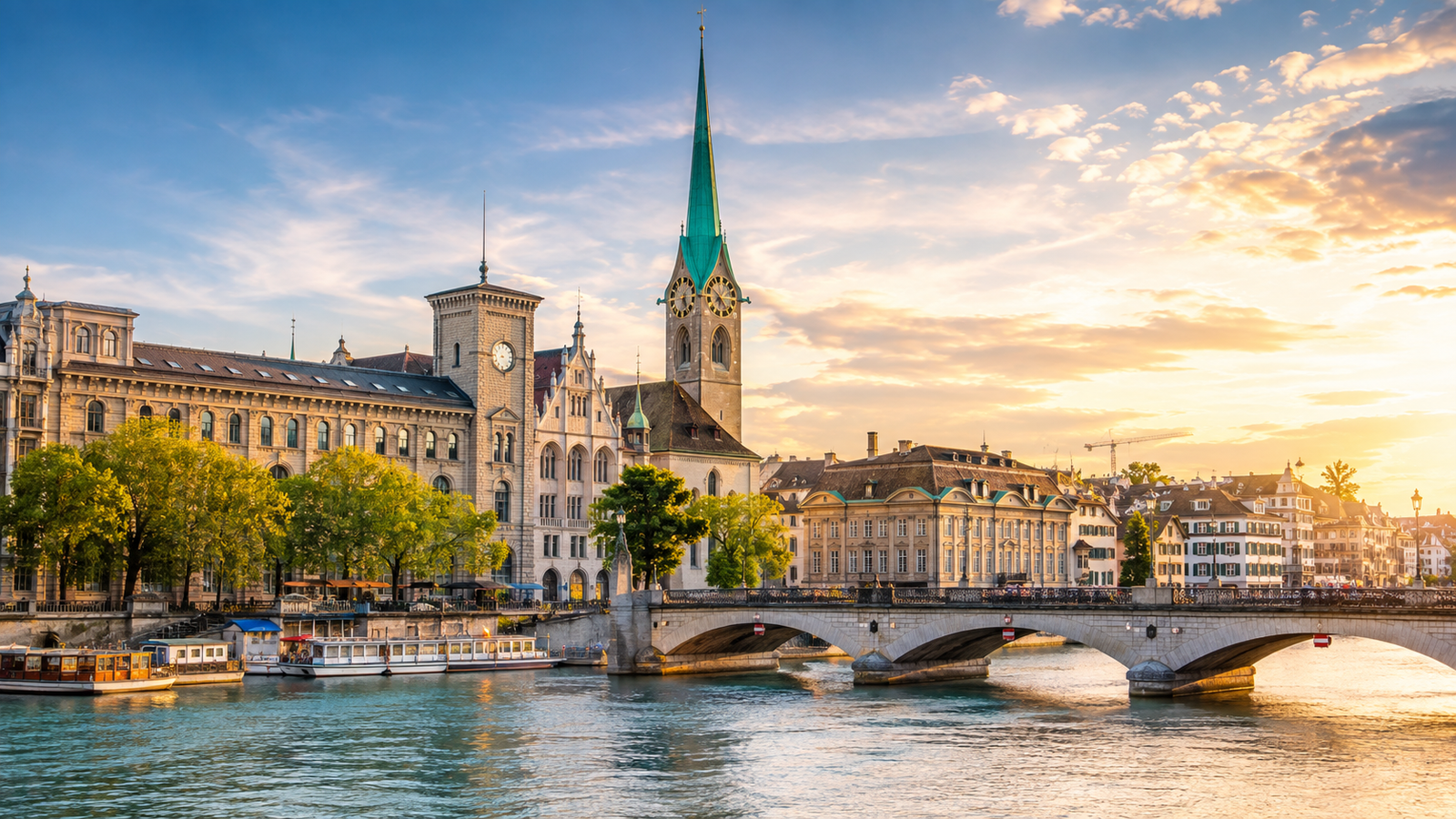 European waterfront and historic architecture